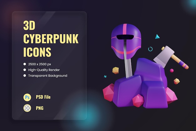 Free PSD 3d icon illustration cyborg robotic body modification