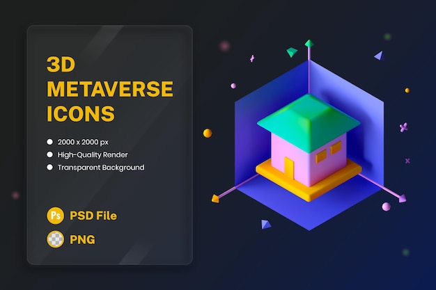 Free PSD 3d icon illustration interactive virtual reality metaverse