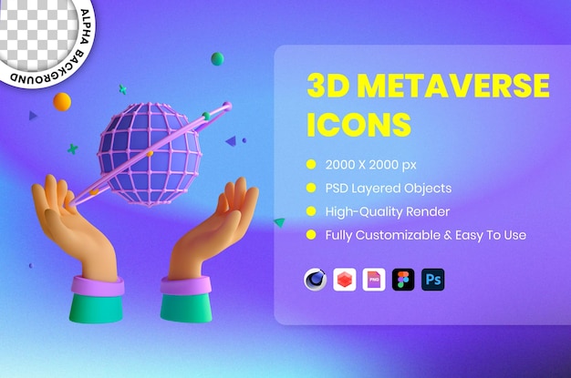 Free PSD 3d icon illustration metaverse technology