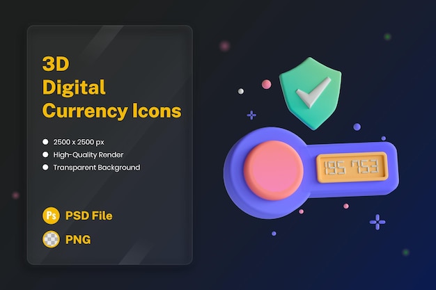 3D Icon Illustration Security Token Cyber Security