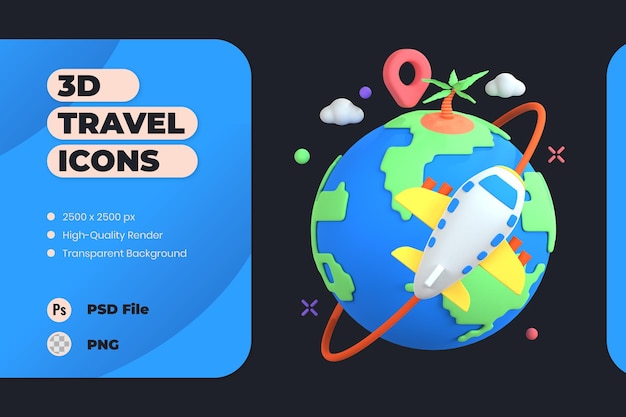 3D Icon Illustration Travel Holiday Trip Vacation