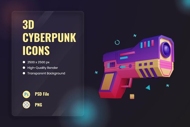 3D Icon Illustration Weapon Cyberpunk Gaming