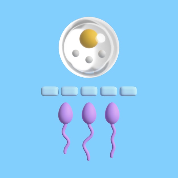 Free PSD 3d icon for sex education with sperm and egg