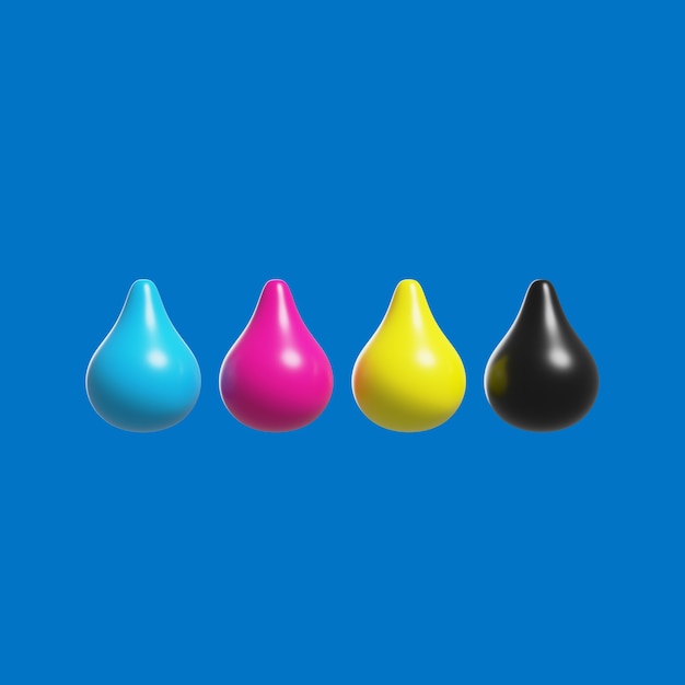 Free PSD 3d icon with ink drops