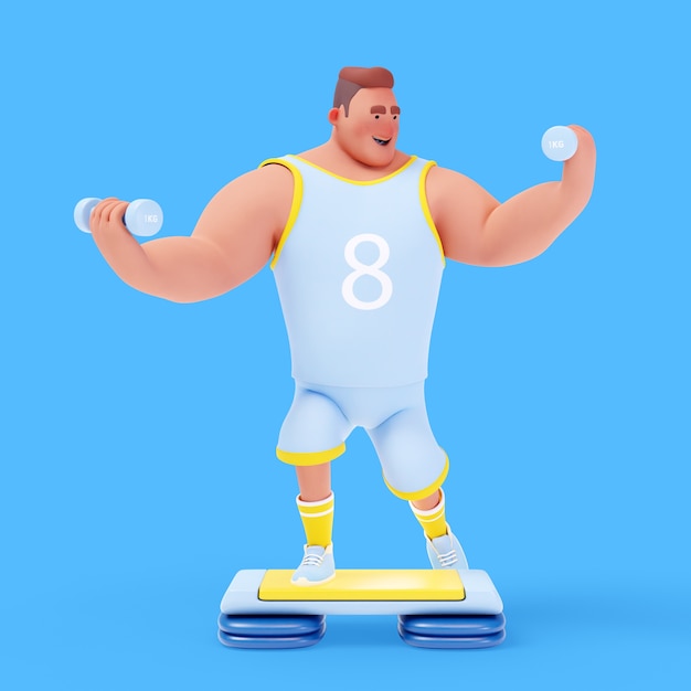 3d illustration of athletic man doing sport activities