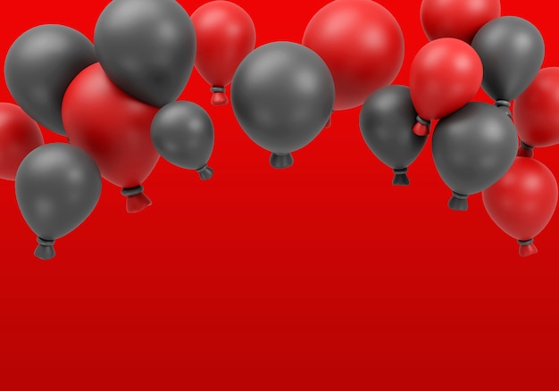 Free PSD 3d illustration for black friday sales with balloons