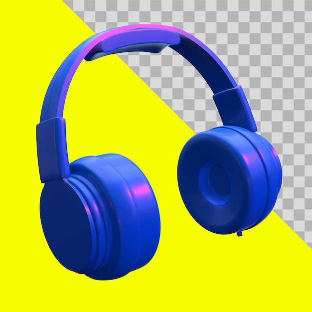 Free PSD 3d illustration blue headphone clipping path