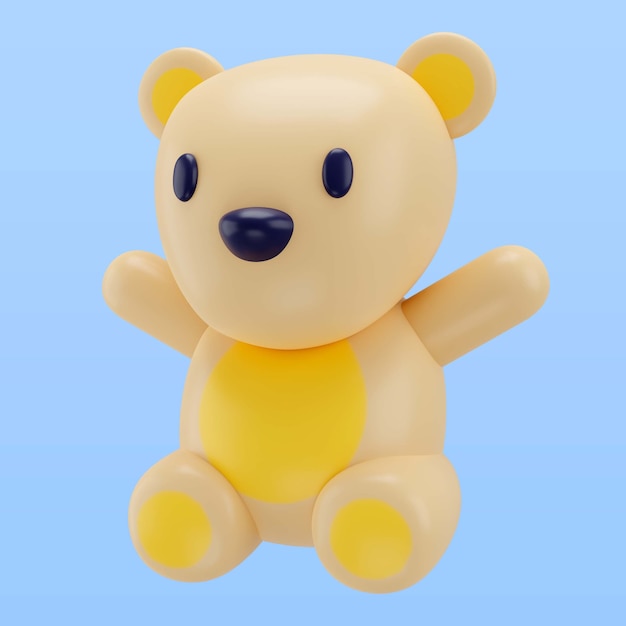 Free PSD 3d illustration of children's toy bear