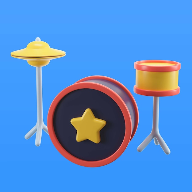 3d illustration of children's toy drum set