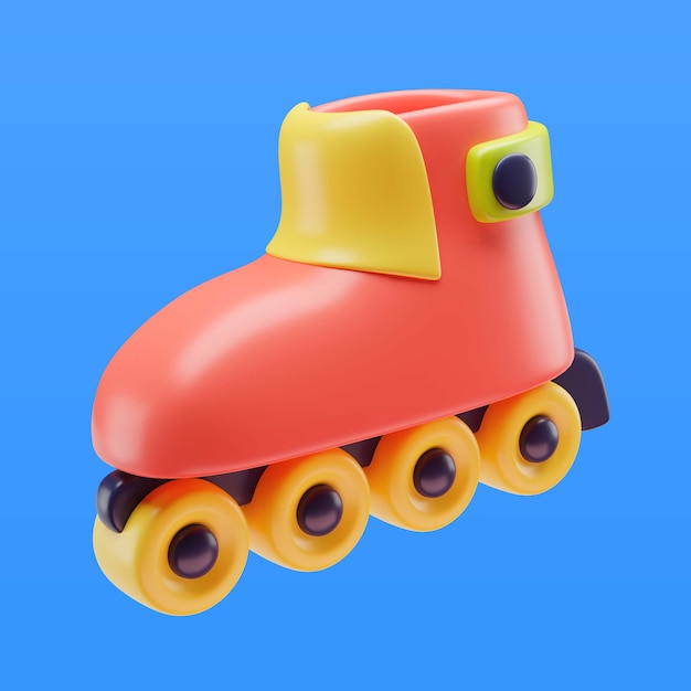 Free PSD 3d illustration of children's toy roller blades