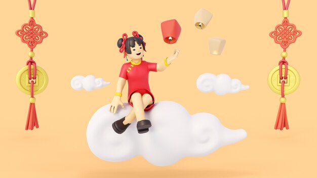 3d illustration for chinese new year celebration