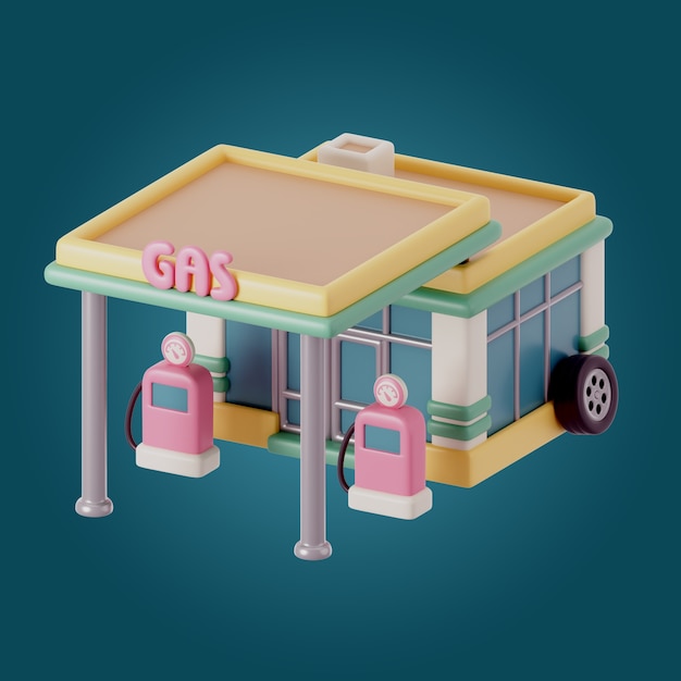 Free PSD 3d illustration of city shop building