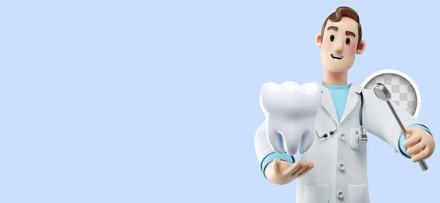 Free PSD 3d illustration of dentist importance of oral health