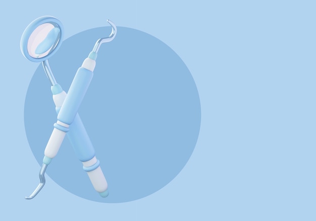 Free PSD 3d illustration for dentist with tools