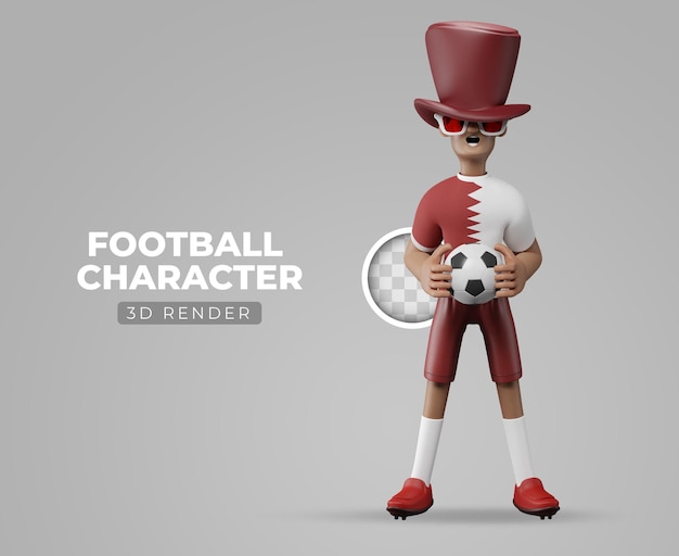 Free PSD 3d illustration of fan with world football championship ball