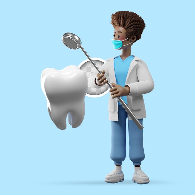 3d illustration female doctor checking tooth