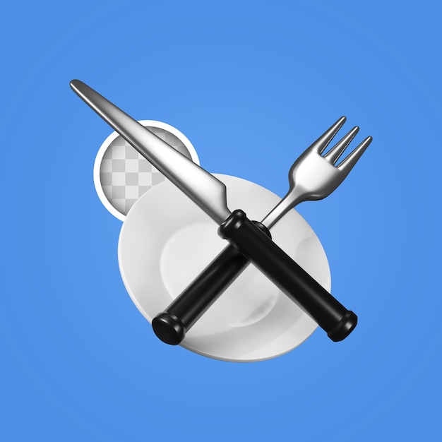 Free PSD 3d illustration of food cutlery