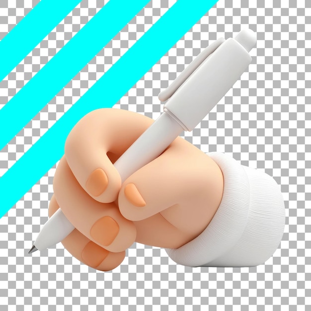 Free PSD 3d illustration of a hand holding a pen with transparent background