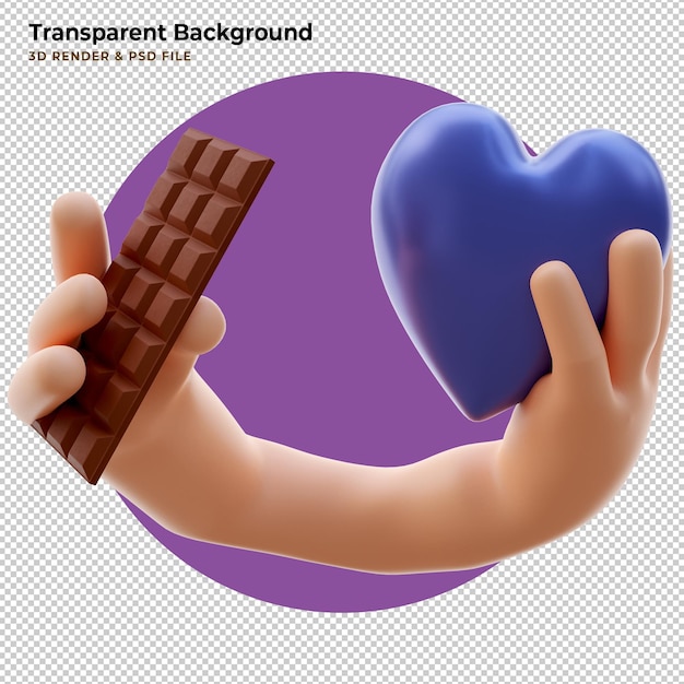 3d illustration love chocolate and hand 2 suitable for valentine's day