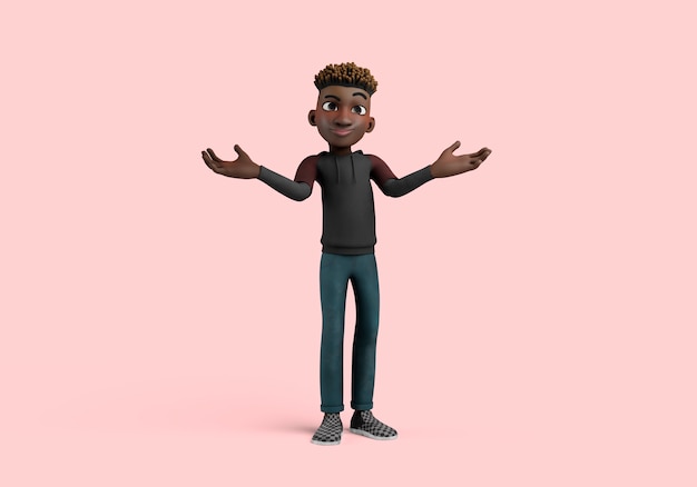 Free PSD 3d illustration of male character pose looking clueless