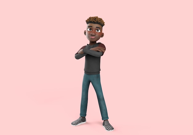 Free PSD 3d illustration of male character pose looking confident