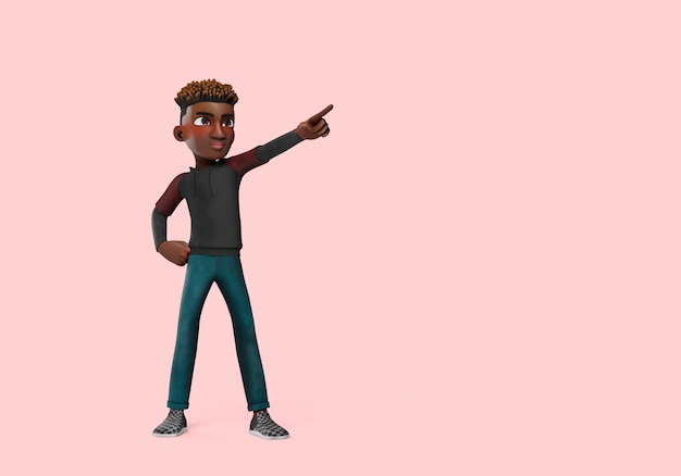 Free PSD 3d illustration of male character pose pointing