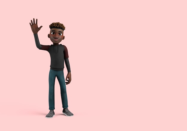 Free PSD 3d illustration of male character pose waving