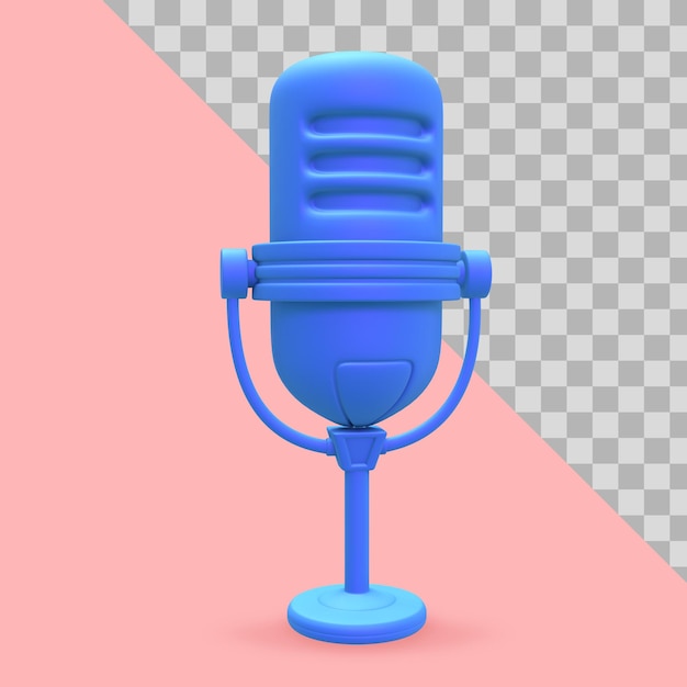 3D illustration Microphone for podcast clipping path