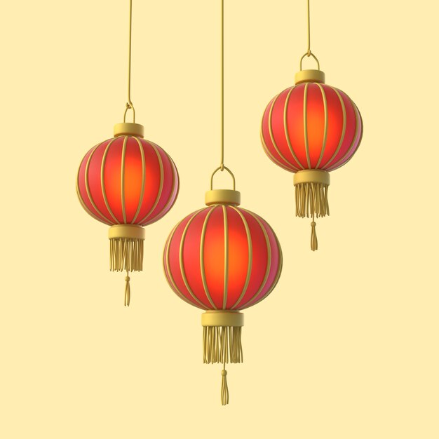 3d illustration for mid-autumn festival celebration with lanterns