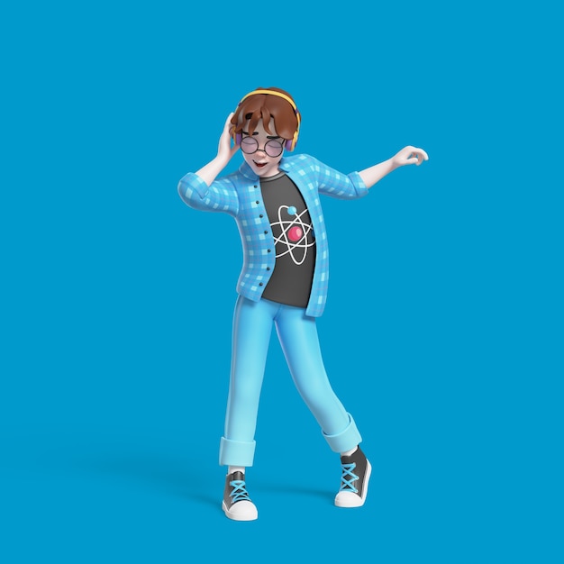 Free PSD 3d illustration of nerd boy posing