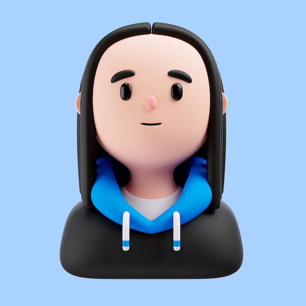 Free PSD 3d illustration of person with long hair