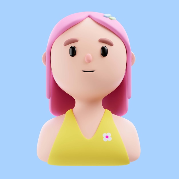 Free PSD 3d illustration of person with pink hair