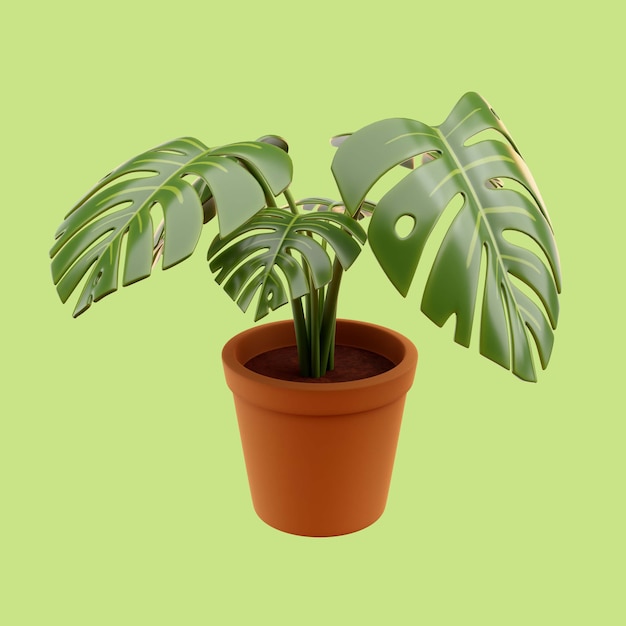 3d illustration of potted plant