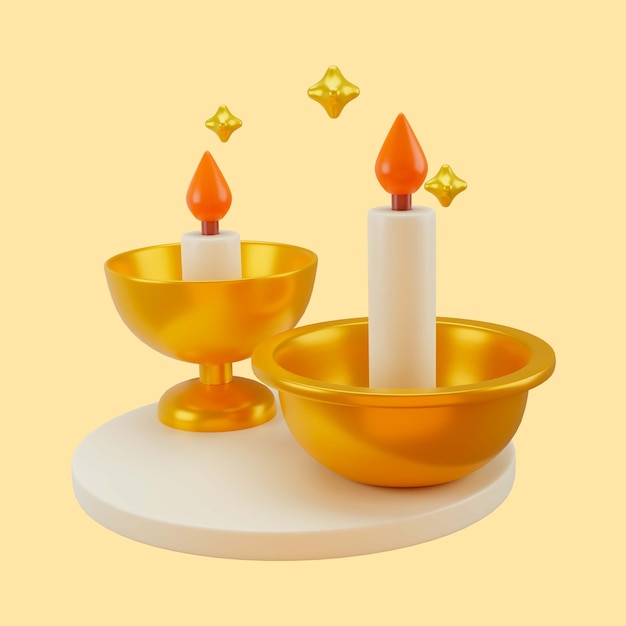 Free PSD 3d illustration of ramadan candles