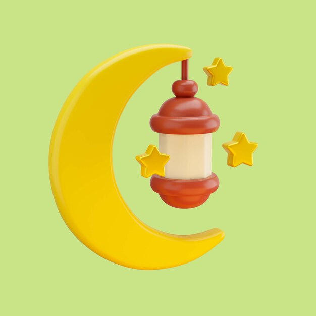 3d illustration of ramadan crescent moon