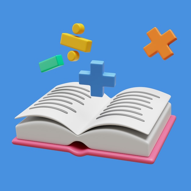 Free PSD 3d illustration for reading with book esssential