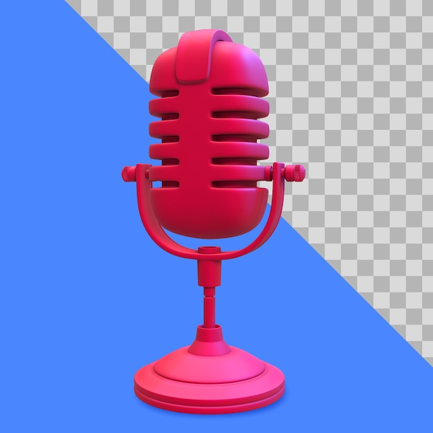 3D illustration of red microphone clipping path