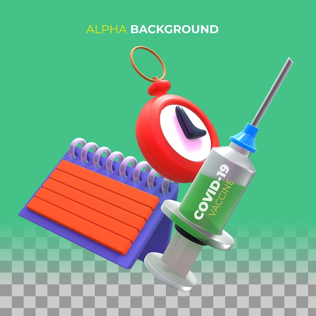 Free PSD 3d illustration. schedule vaccination day