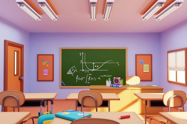 3d illustration of school classroom