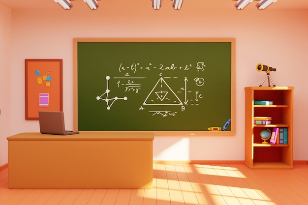 Free PSD 3d illustration of school classroom