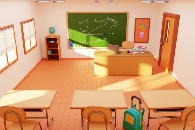 3d illustration of school classroom