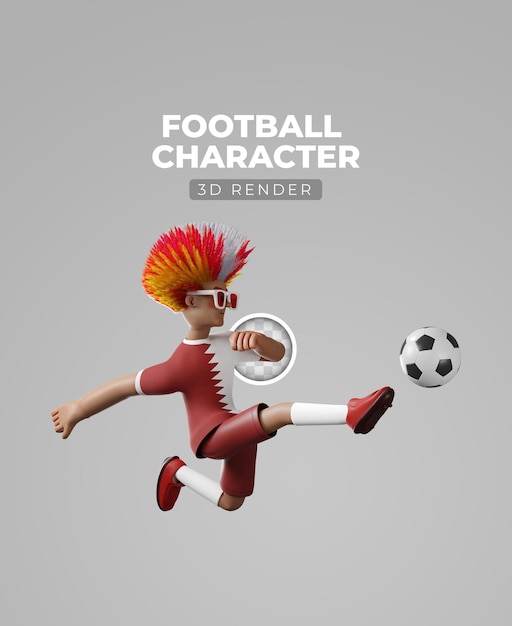 3d illustration of soccer player playing football world championship