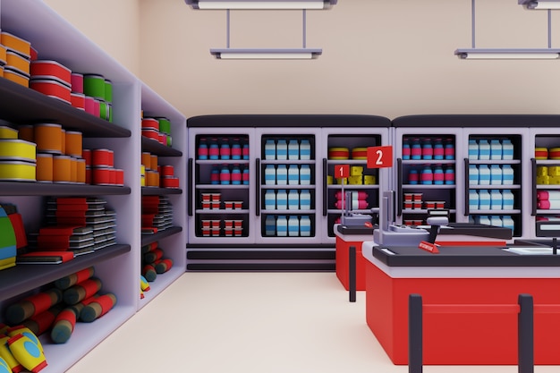 3d illustration of supermarket