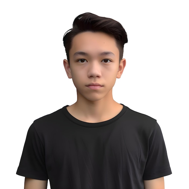 Free PSD 3d illustration of a teenage boy with a serious expression