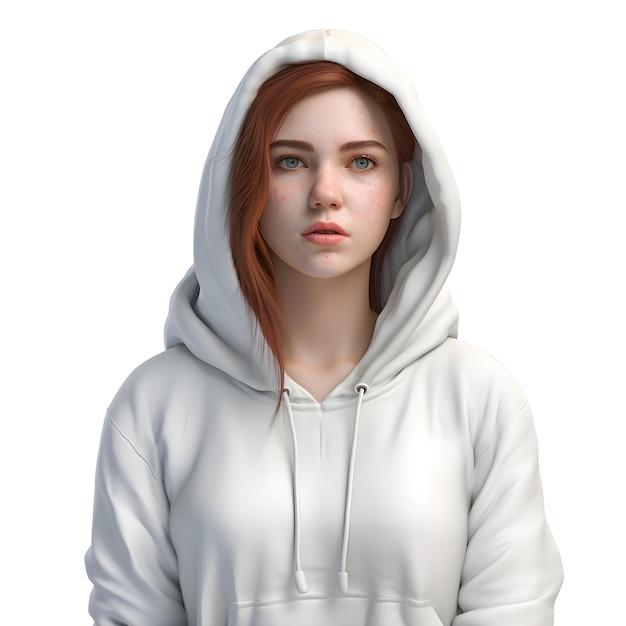 3d illustration of a teenage girl with a hoodie