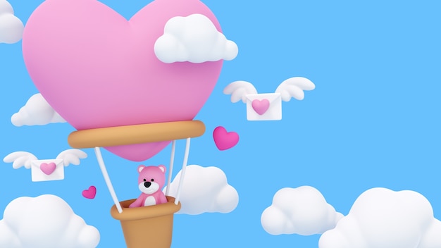 Free PSD 3d illustration for valentines day celebration