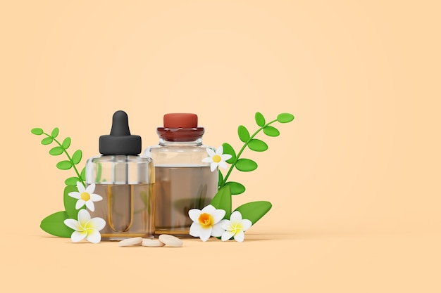 Free PSD 3d illustration with alternative medicine composition