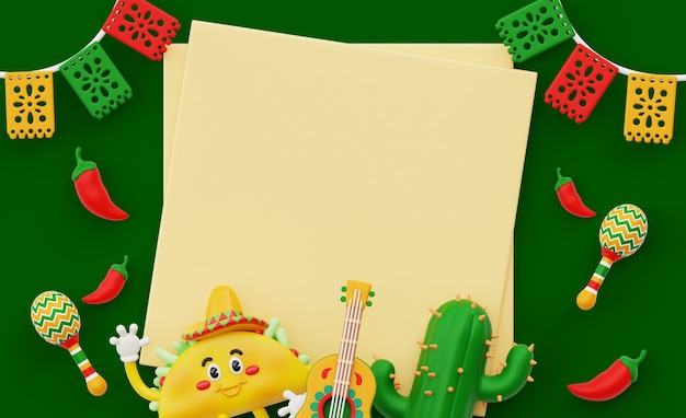 3d illustration with blank 5 de mayo sales banner