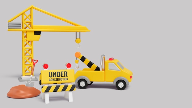 Free PSD 3d illustration with construction work composition