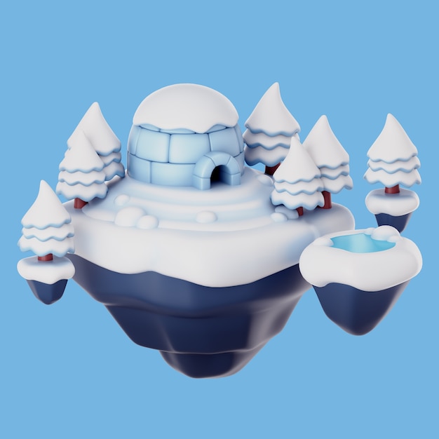 Free PSD 3d illustration with floating island